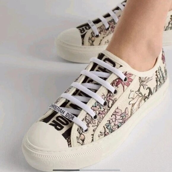 Dior Walk'n'Dior Sneaker Millefiori Embroidered Cotton Logo- Retail $990 - Picture 1 of 12